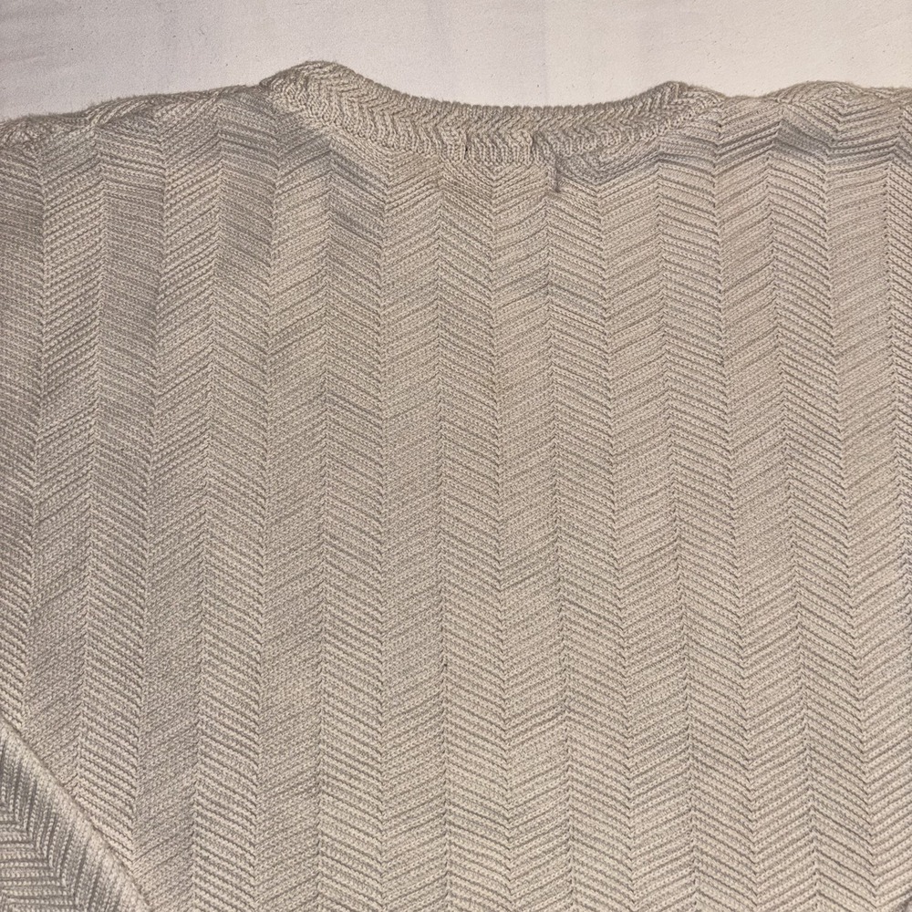 Vintage Chaps Ralph Lauren Sweater Men XL Beige Cream Herringbone Knit Crewneck - Picture 4 of 11
